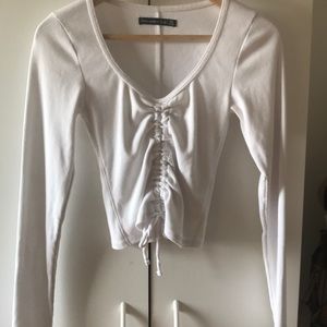 Abercrombie cinched white crop top XS